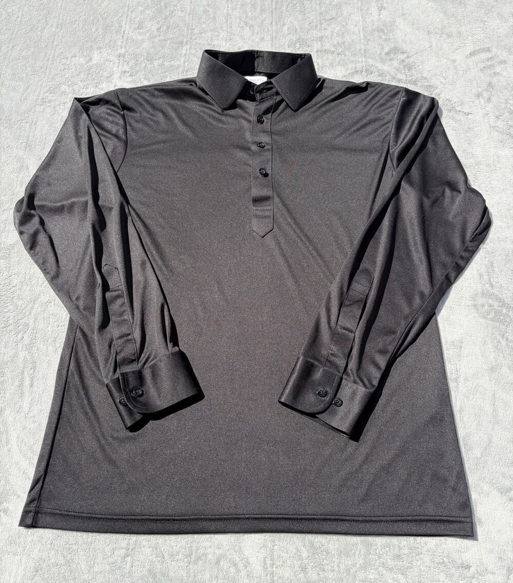 Collars & Co Dress Collar Polo Mens Large Black Long Sleeve Polyester Shirt